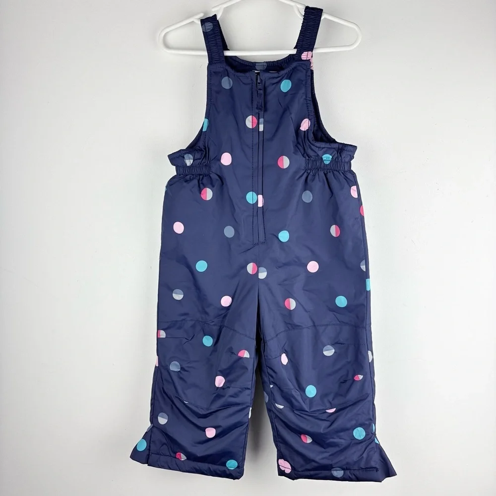 New Gymboree Girl Baby Toddler Snow Overalls Bib 12 - 18 Months Navy Polka Dot